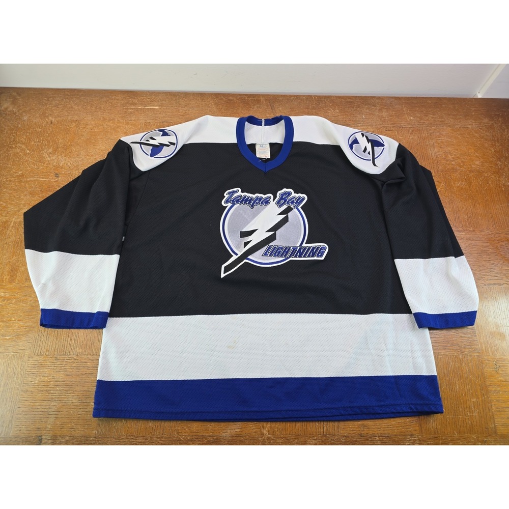 Vtg 90s Tampa Bay Lightning NHL Hockey Jersey Men's Size XL Black CCM Maska